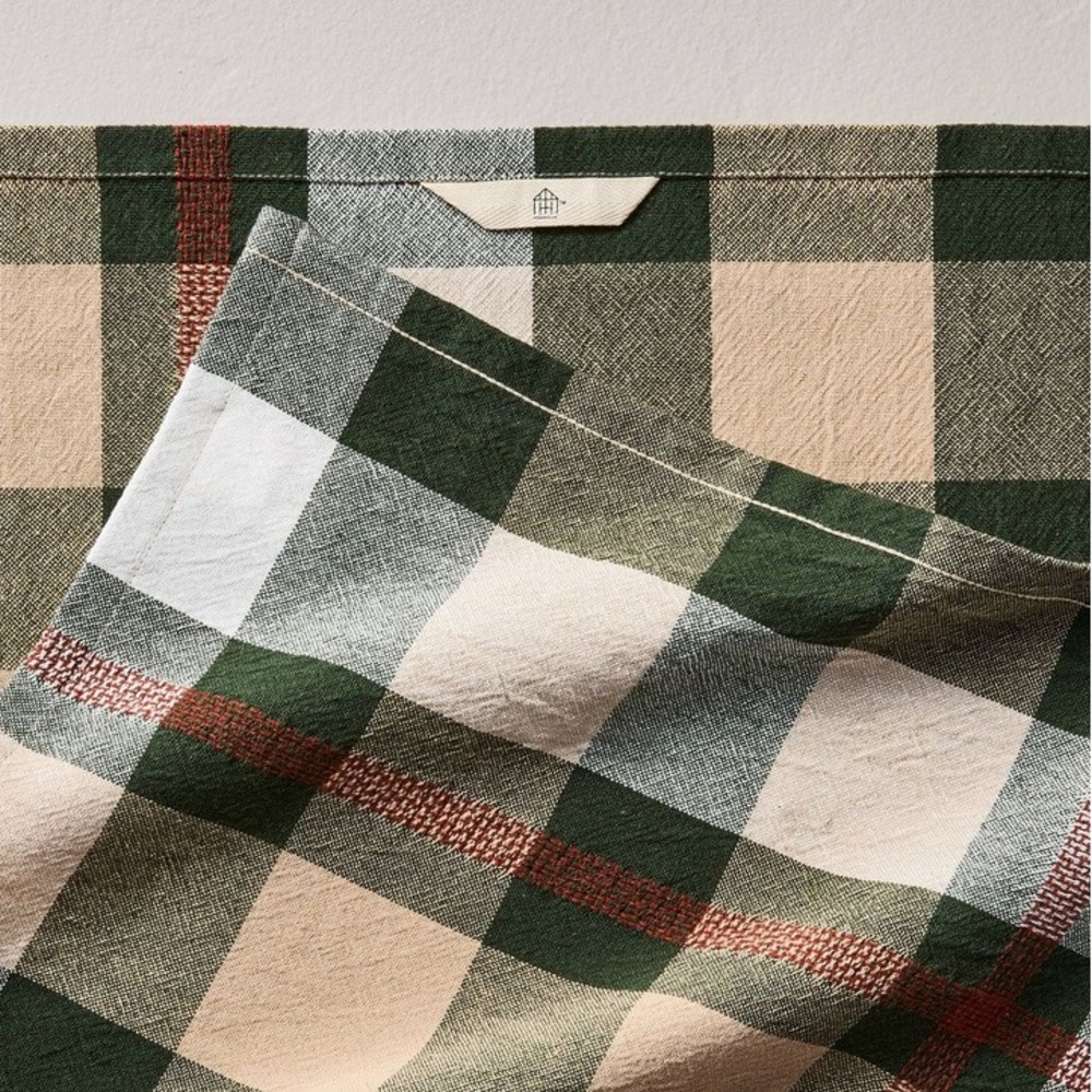 Hearth & Hand Magnolia Kitchen Towel Dish Flour Sack Green Plaid Cotton